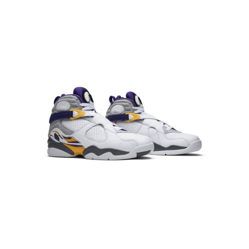 Air Jordan 8 Retro Pe Fehér Szürke Lila Sárga Férfi Cipők