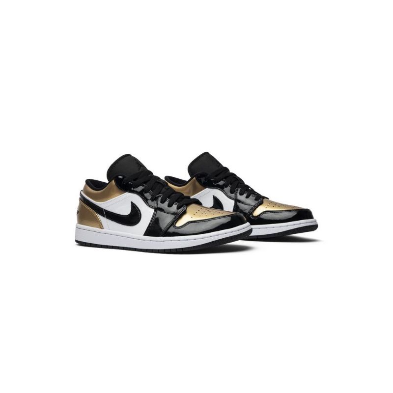 Air Jordan 1 Alacsony Arany Színű Fehér Fekete Férfi Cipő