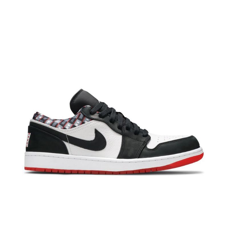 Air Jordan 1 Alacsony Fehér Fekete Piros Férfi Cipő