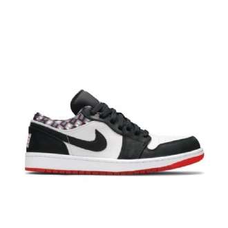 Air Jordan 1 Alacsony Fehér Fekete Piros Férfi Cipő
