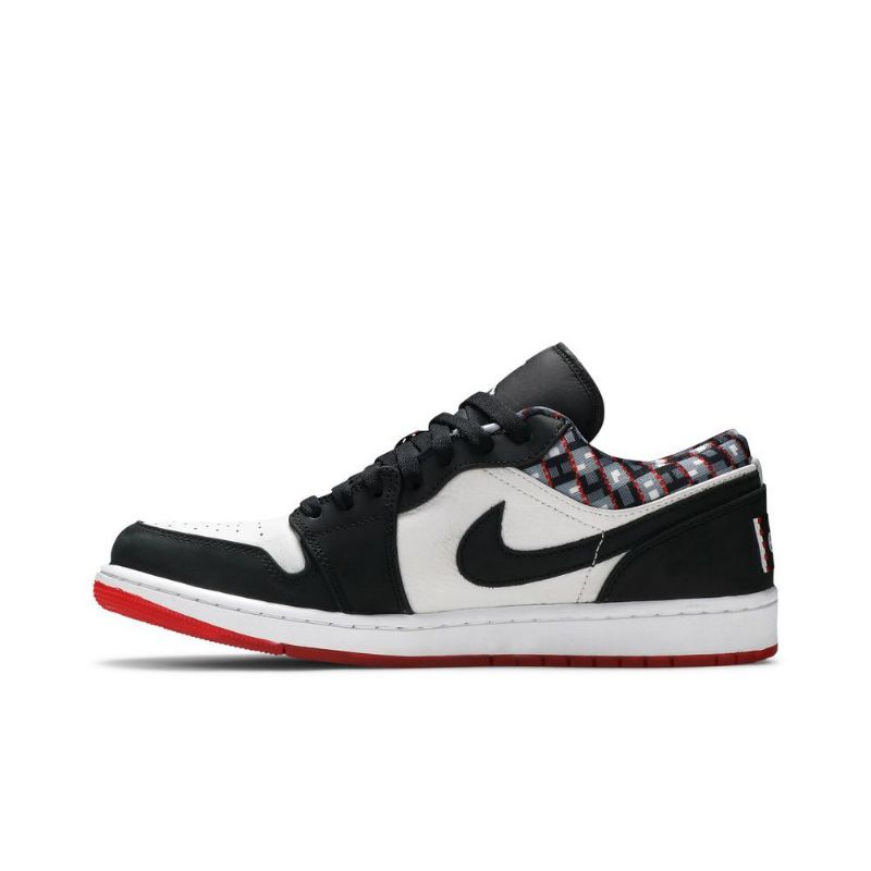 Air Jordan 1 Alacsony Fehér Fekete Piros Férfi Cipő