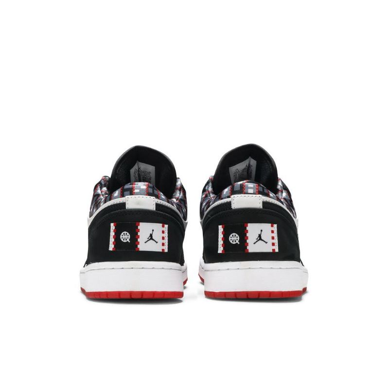 Air Jordan 1 Alacsony Fehér Fekete Piros Férfi Cipő