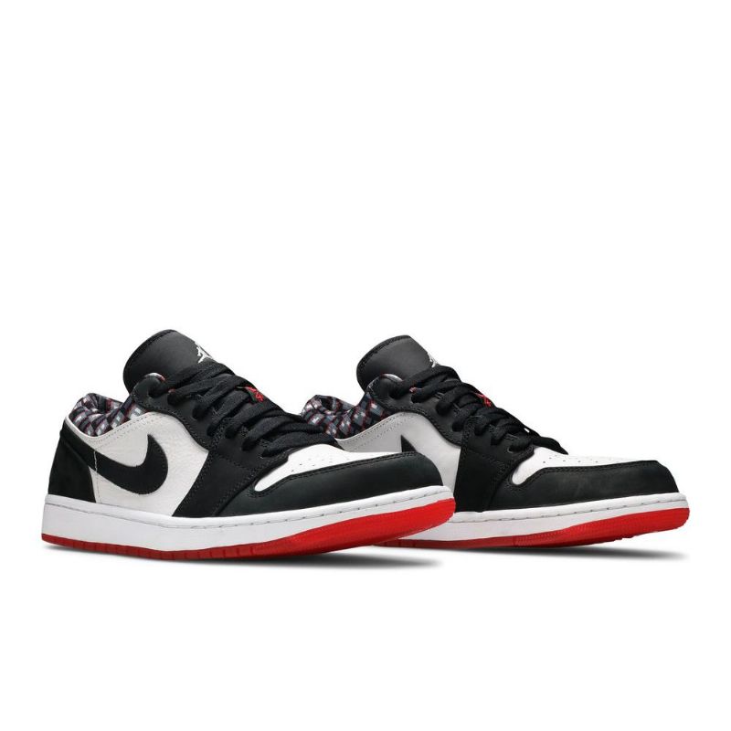 Air Jordan 1 Alacsony Fehér Fekete Piros Férfi Cipő