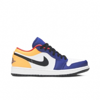 Air Jordan 1 Alacsony Fehér Kék Narancssárga Fekete Férfi Cipő