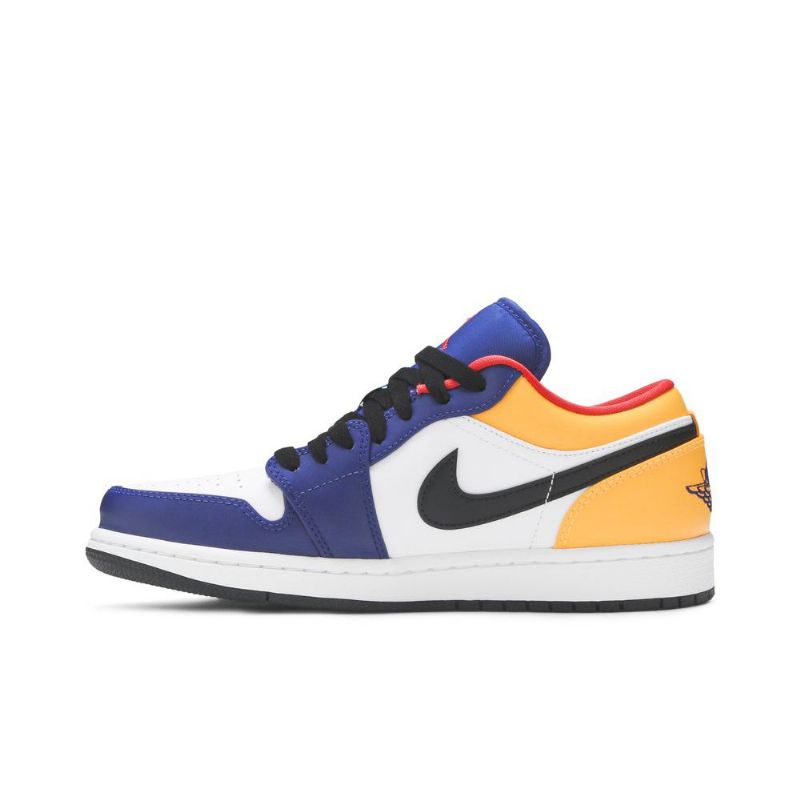 Air Jordan 1 Alacsony Fehér Kék Narancssárga Fekete Férfi Cipő