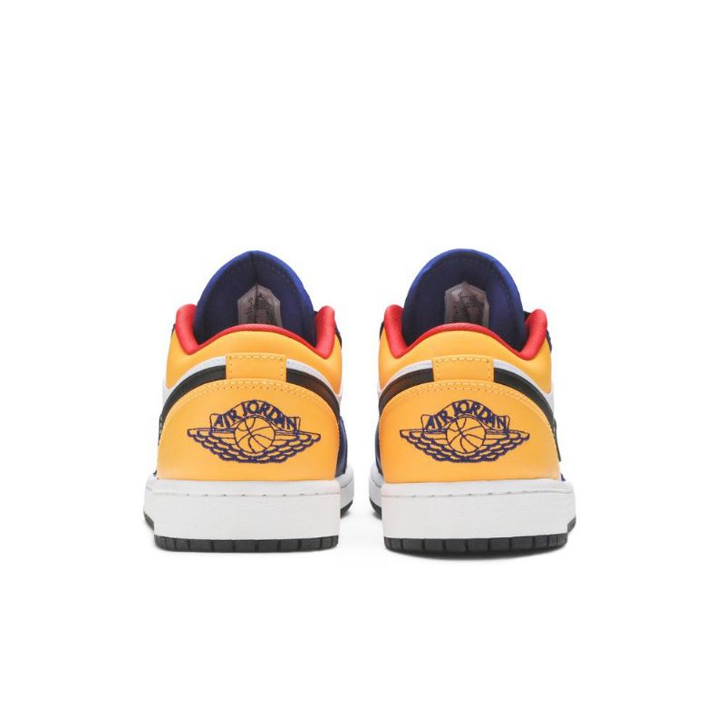 Air Jordan 1 Alacsony Fehér Kék Narancssárga Fekete Férfi Cipő