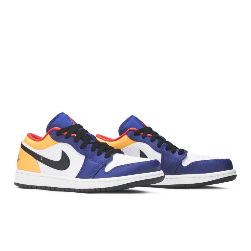 Air Jordan 1 Alacsony Fehér Kék Narancssárga Fekete Férfi Cipő