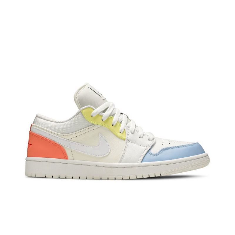 Air Jordan 1 Alacsony Fehér Kék Sárga Rózsaszín Férfi Cipő