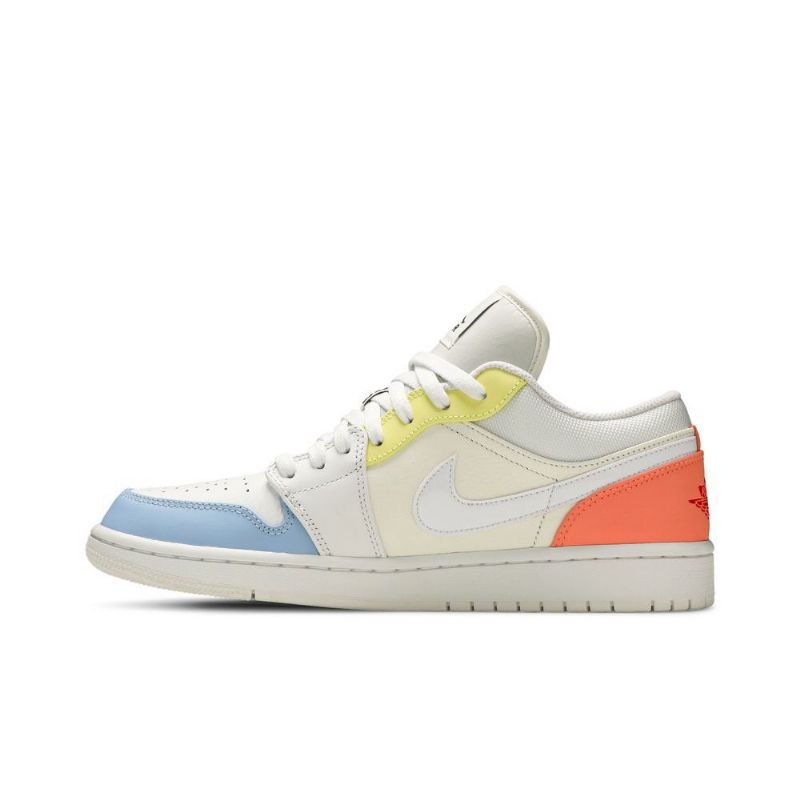 Air Jordan 1 Alacsony Fehér Kék Sárga Rózsaszín Férfi Cipő