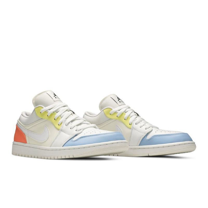 Air Jordan 1 Alacsony Fehér Kék Sárga Rózsaszín Férfi Cipő