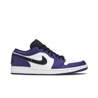 Air Jordan 1 Alacsony Fehér Lila Fekete Férfi Cipő