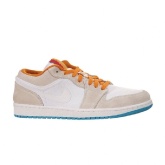 Air Jordan 1 Alacsony Fehér Narancssárga Bézs Férfi Cipő