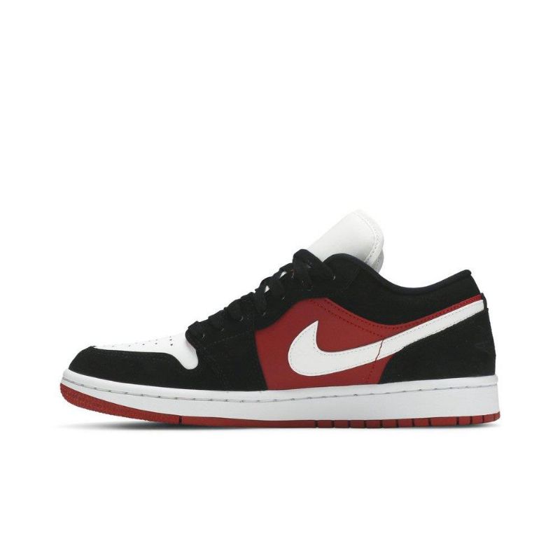 Air Jordan 1 Alacsony Fehér Piros Fekete Női Cipő