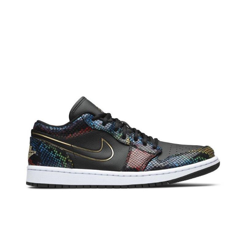 Air Jordan 1 Alacsony Fekete Arany Többszínű Női Cipő