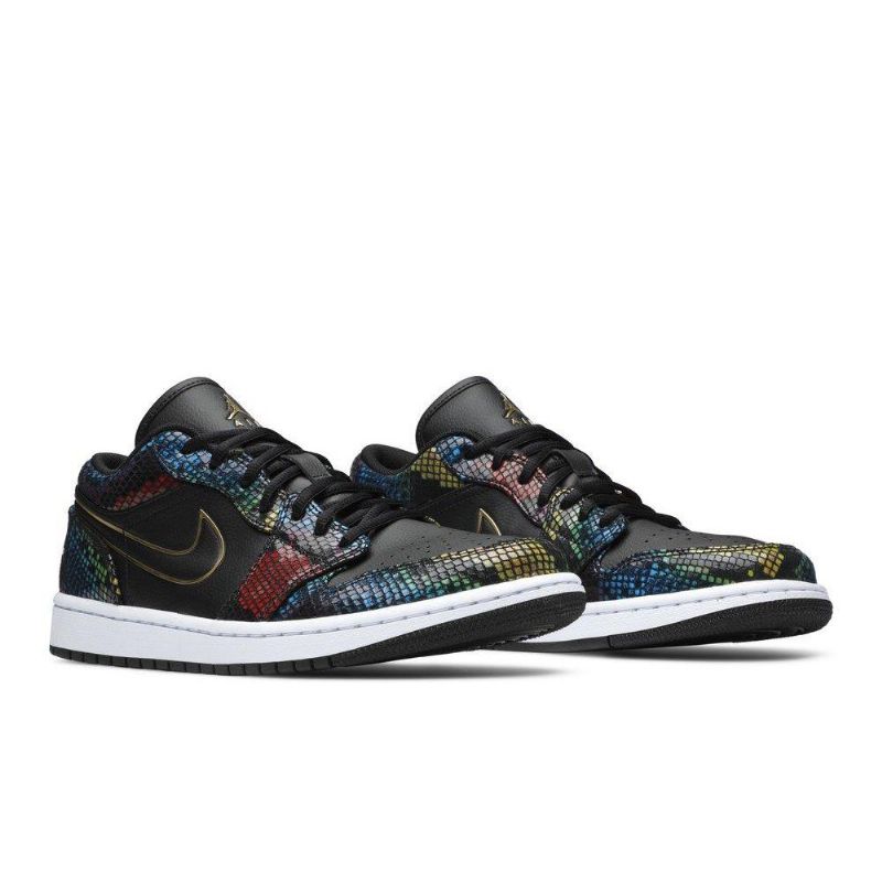 Air Jordan 1 Alacsony Fekete Arany Többszínű Női Cipő