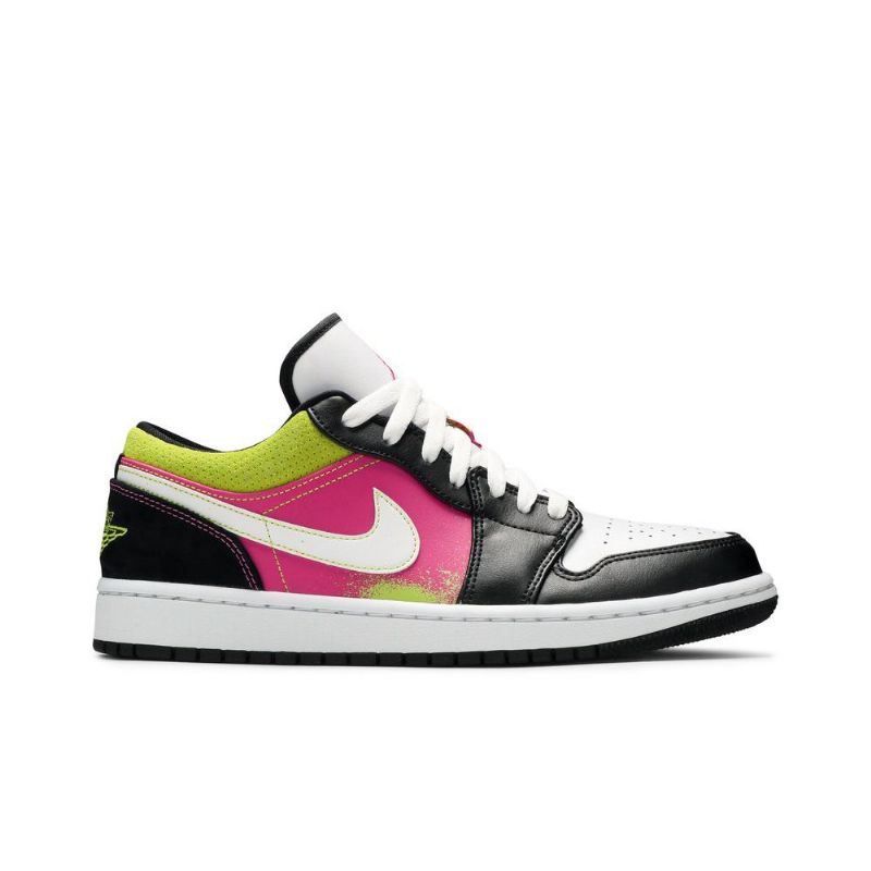 Air Jordan 1 Alacsony Fekete Fehér Rózsaszín Zöld Férfi Cipő
