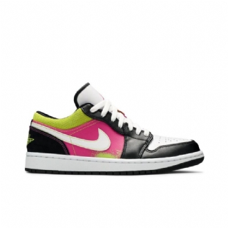 Air Jordan 1 Alacsony Fekete Fehér Rózsaszín Zöld Férfi Cipő