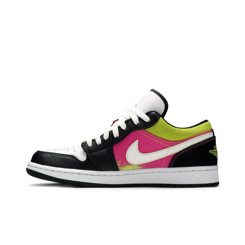 Air Jordan 1 Alacsony Fekete Fehér Rózsaszín Zöld Férfi Cipő