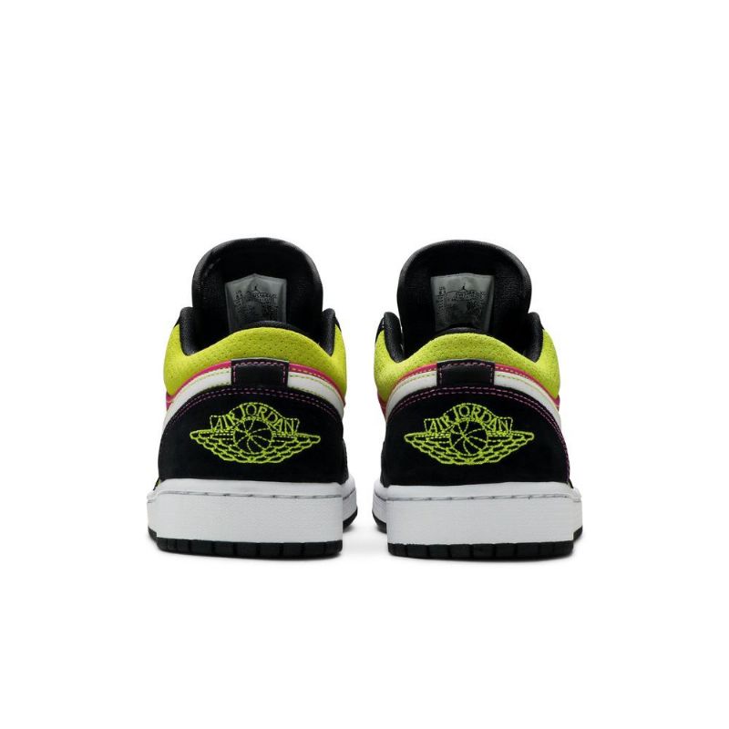 Air Jordan 1 Alacsony Fekete Fehér Rózsaszín Zöld Férfi Cipő