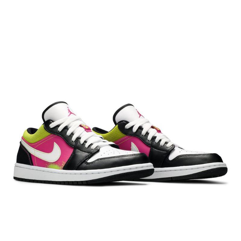 Air Jordan 1 Alacsony Fekete Fehér Rózsaszín Zöld Férfi Cipő