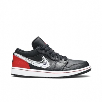 Air Jordan 1 Alacsony Fekete Piros Ezüst Fehér Férfi Cipő