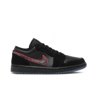 Air Jordan 1 Alacsony Fekete Piros Férfi Cipő