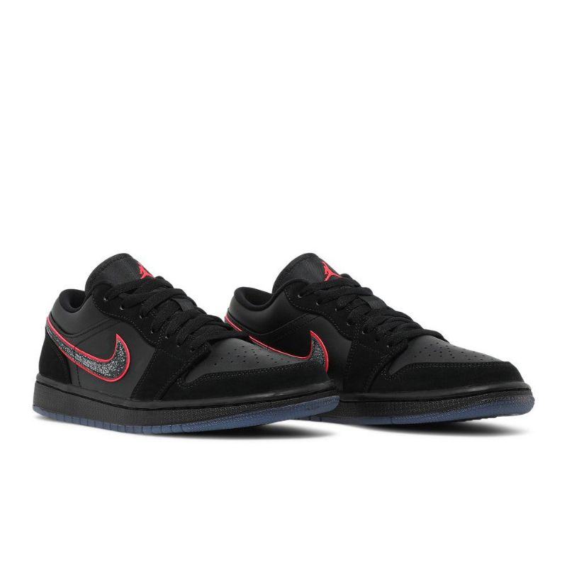 Air Jordan 1 Alacsony Fekete Piros Férfi Cipő