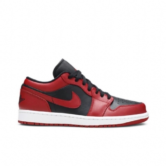 Air Jordan 1 Alacsony Fekete Piros Férfi Cipő