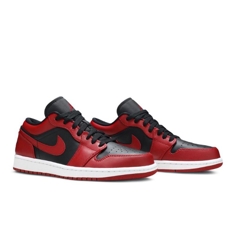 Air Jordan 1 Alacsony Fekete Piros Férfi Cipő