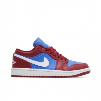 Air Jordan 1 Alacsony Piros Kék Fehér Női Cipő