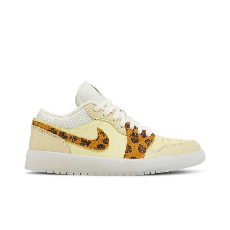 Air Jordan 1 Alacsony Sárga Fehér Leopárd Női Cipő