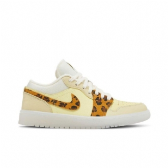Air Jordan 1 Alacsony Sárga Fehér Leopárd Női Cipő