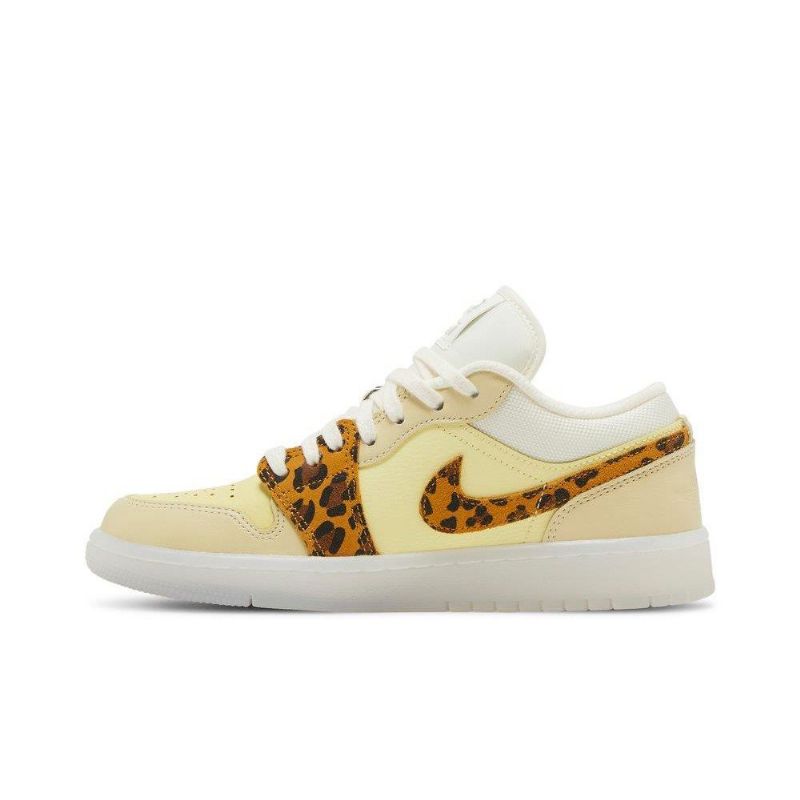 Air Jordan 1 Alacsony Sárga Fehér Leopárd Női Cipő