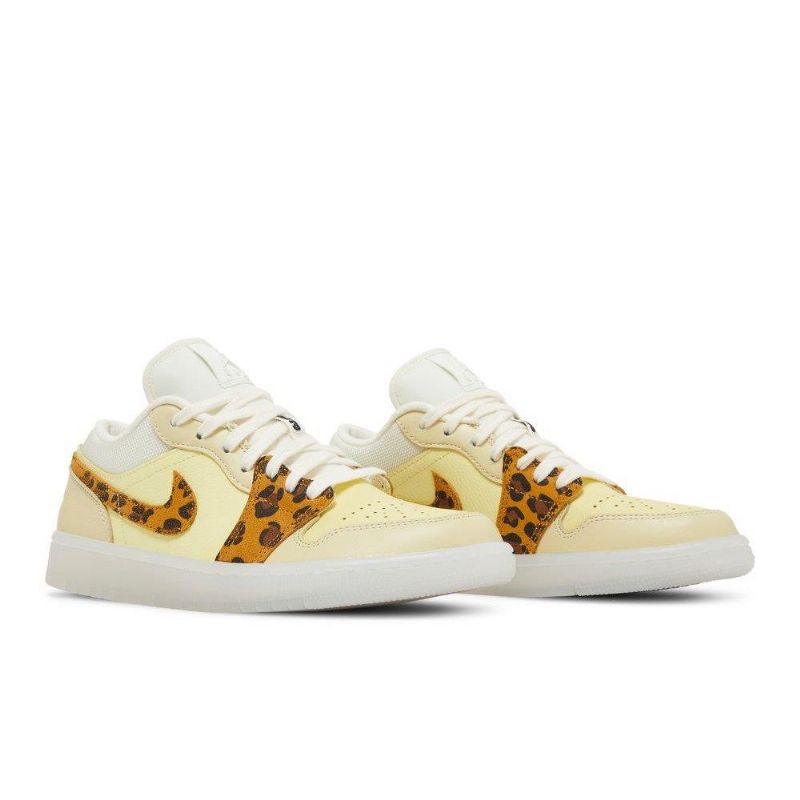 Air Jordan 1 Alacsony Sárga Fehér Leopárd Női Cipő