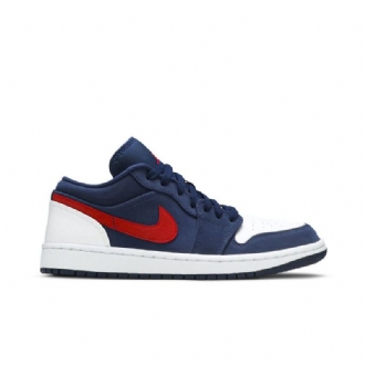 Air Jordan 1 Alacsony Sötétkék Fehér Piros Férfi Cipő