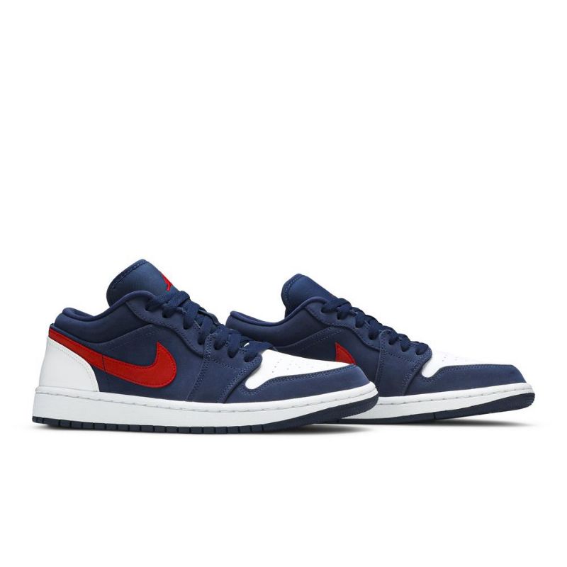 Air Jordan 1 Alacsony Sötétkék Fehér Piros Férfi Cipő