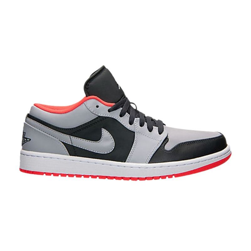 Air Jordan 1 Alacsony Szürke Fekete Piros Fehér Férfi Cipő