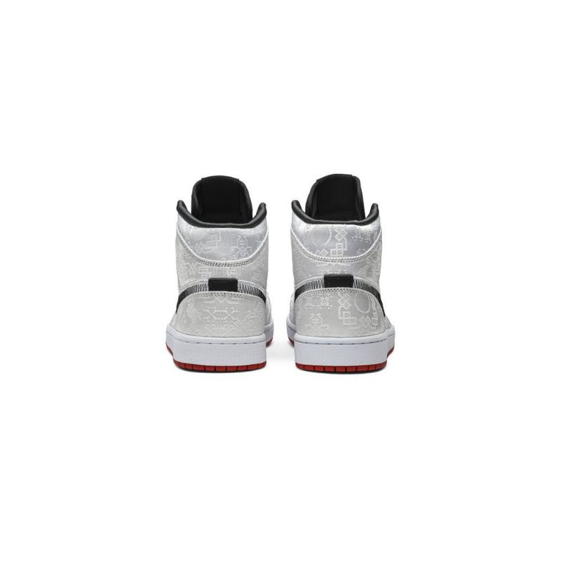 Air Jordan 1 Clot Mid Fehér Fekete Piros Férfi Cipő