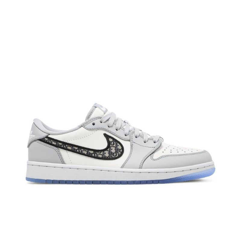 Air Jordan 1 Dior Alacsony Szürke Fehér Fekete Férfi Cipő
