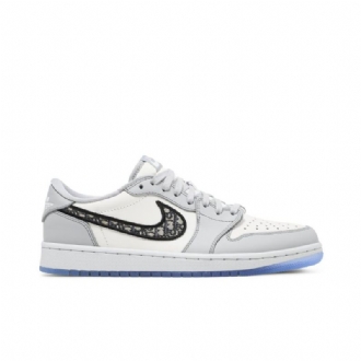 Air Jordan 1 Dior Alacsony Szürke Fehér Fekete Férfi Cipő