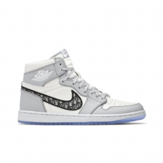 Air Jordan 1 Dior Magas Szürke Fehér Fekete Férfi Cipő
