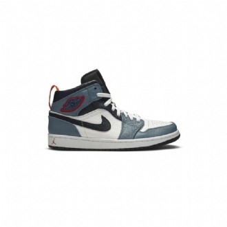 Air Jordan 1 Facetasm Mid Fehér Kék Fekete Férfi Cipő