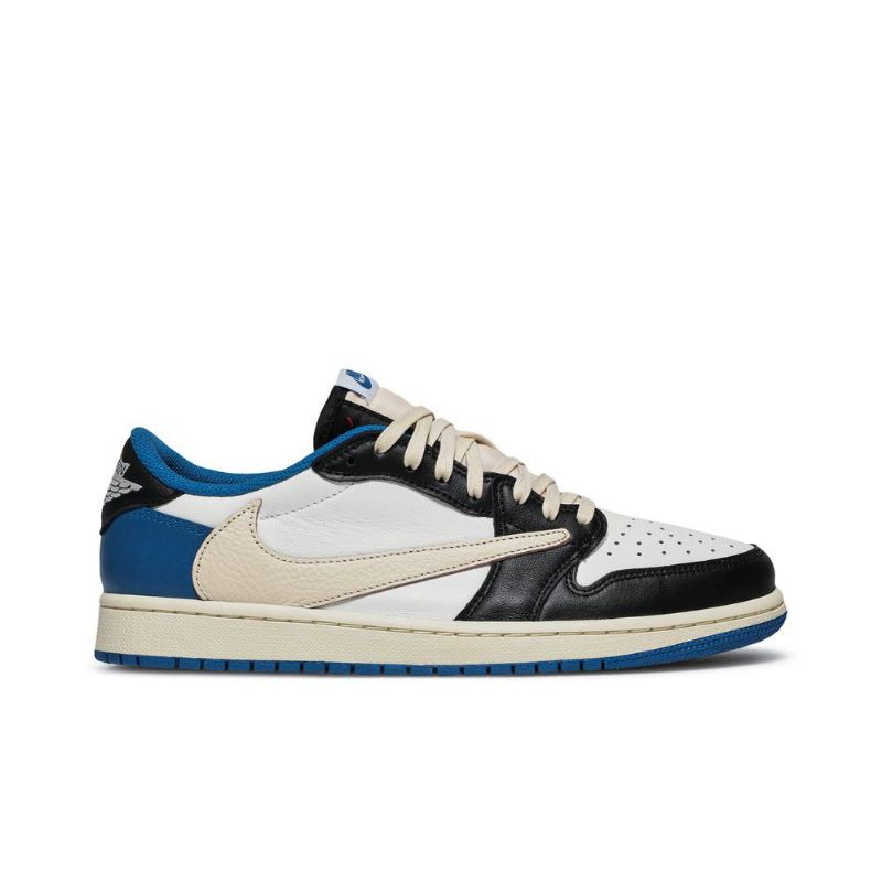 Air Jordan 1 Fragment Design Travis Scott Retro Alacsony Kék Fehér Fekete Bézs Férfi Cipő