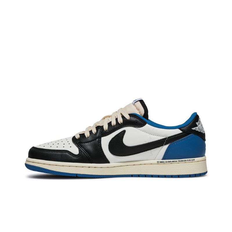 Air Jordan 1 Fragment Design Travis Scott Retro Alacsony Kék Fehér Fekete Bézs Férfi Cipő