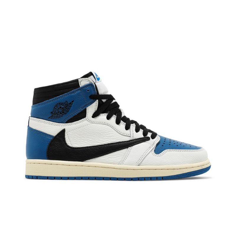 Air Jordan 1 Fragment Design Travis Scott Retro Magas Fehér Fekete Kék Férfi Cipő
