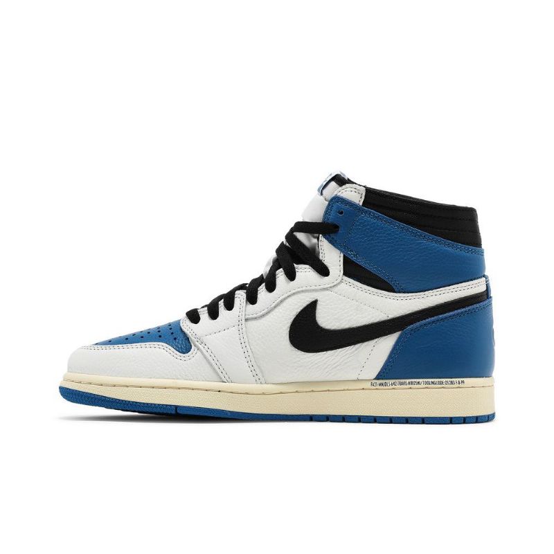 Air Jordan 1 Fragment Design Travis Scott Retro Magas Fehér Fekete Kék Férfi Cipő