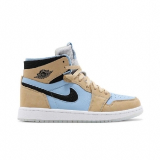 Air Jordan 1 High Zoom Comfort Magas Kék Barna Fekete Fehér Női Cipő