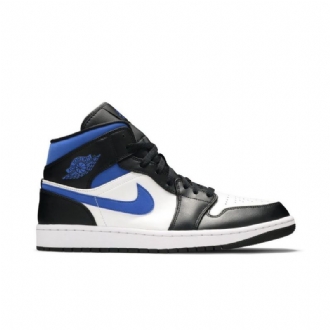 Air Jordan 1 Közép Fehér Fekete Kék Férfi Cipő