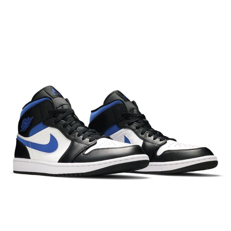 Air Jordan 1 Közép Fehér Fekete Kék Férfi Cipő