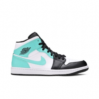 Air Jordan 1 Közép Fehér Fekete Kék Férfi Cipő
